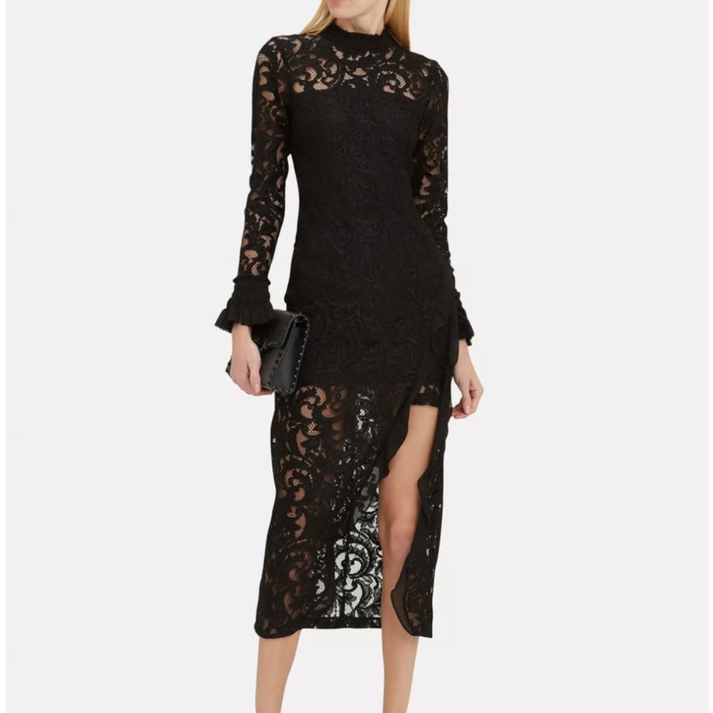 Alexis Fala Lace Black Midi Dress